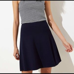 NWT Loft Curved Yoke Navy Ponte Flippy Skirt